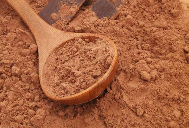 istock Cacao powder and chocolate with wooden spoon 1174984940