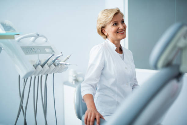 istock Smiling female doctor is waiting for patient 1174985947