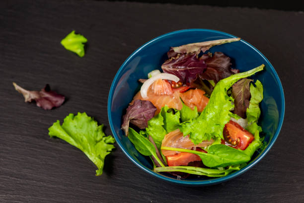 istock Leaf vegetable salad with smoked salmon 1174986300
