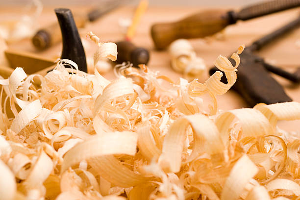 istock Wood shavings and tools of a carpenter 117498884