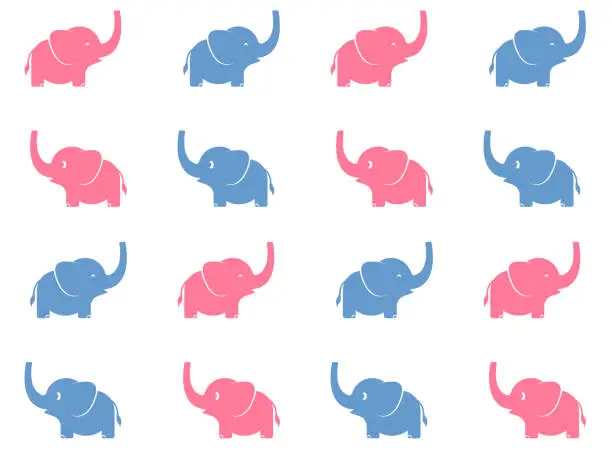 Vector illustration of Seamless Pattern Elephant