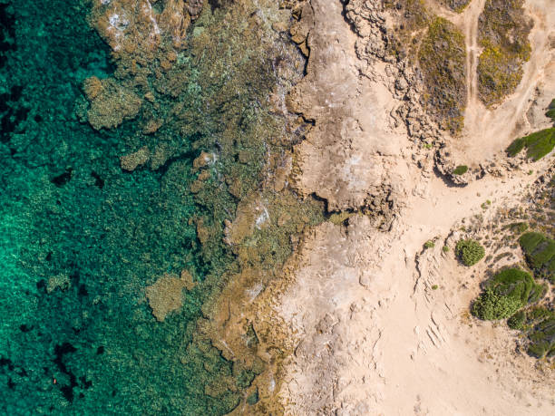 istock Rocky coast and waves in Sardinia from above 1174991327