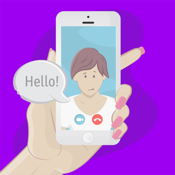 istock Female Hand Holding a Phone. Video chatting online on smartphone 1174991728