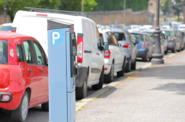 istock Street car parking meter ticket machine Rome Italy 1174992468