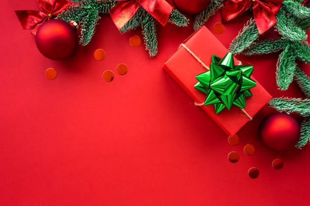 istock Christmas composition.  Background with gift box and decorations. 1174995863