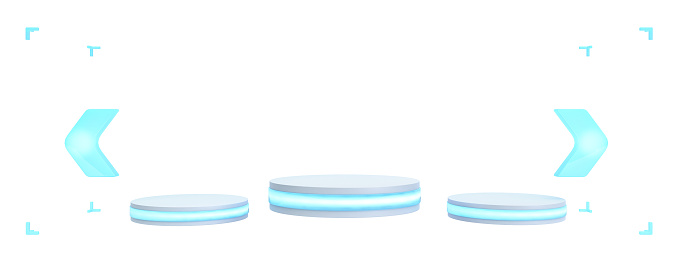 modern futuristic interactive vhite podium 3d render on white no shadow