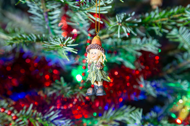 Beautiful christmas tree with decorative chritmas toys