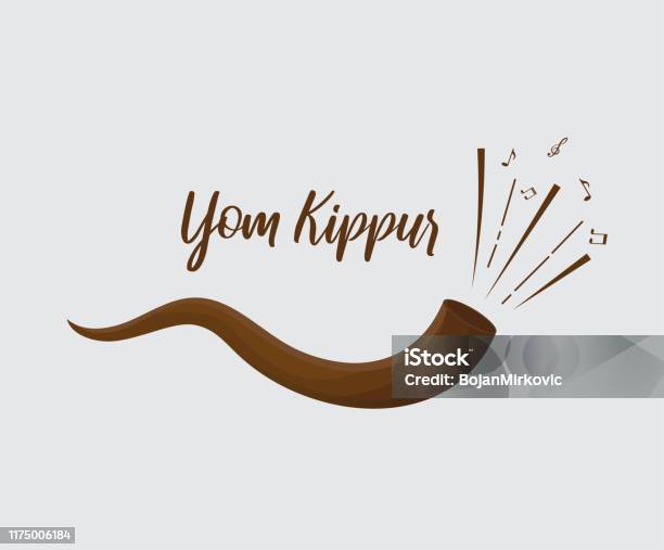 Shofar Ile Yom Kippur Kartı Vektör Stok Vektör Sanatı & Yom Kippur‘nin Daha Fazla Görseli - Yom Kippur, Şofar, Mutluluk