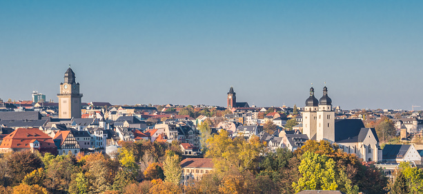 Panorama old town of Plauen in Saxony