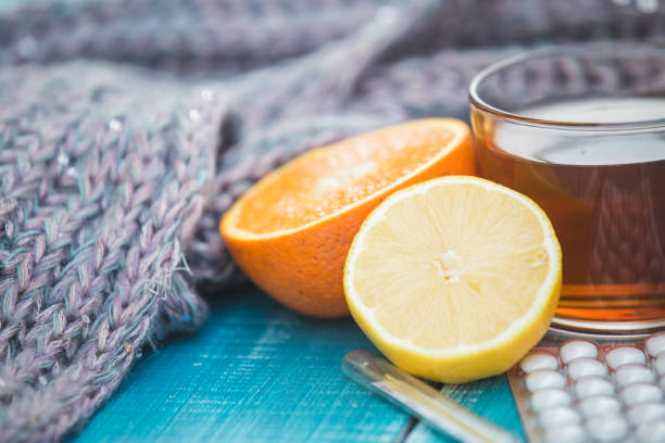 istock Cold and allergy pills and tea remedy 1175009599