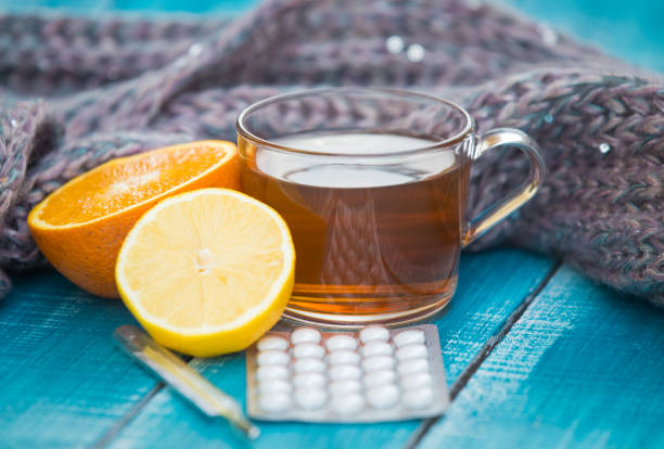 istock Cold and allergy pills and tea remedy 1175009719