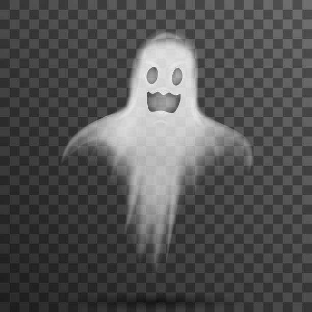 ilustrações, clipart, desenhos animados e ícones de feliz halloween branco fantasma assustador isolado modelo fundo transparente da noite do vetor - halloween horror death gothic style