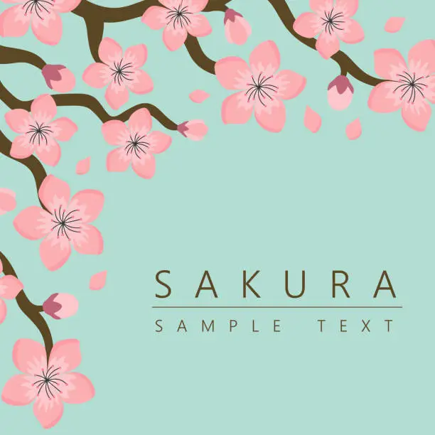 Vector illustration of Sakura Cherry Blossom Japanese Theme Background