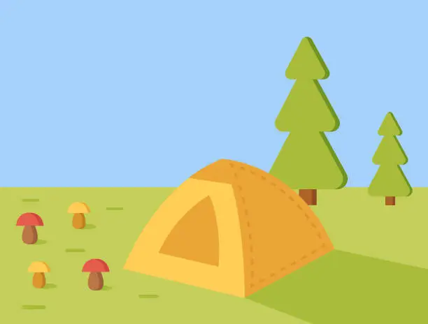 Vector illustration of Tent in the forest.