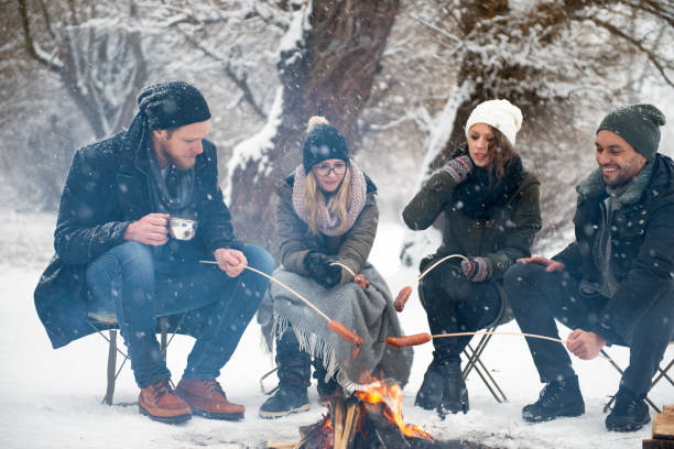 istock Friends having barbecue on a snowy day 1175019650
