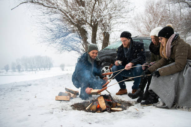 istock Friends having barbecue on a snowy day 1175020063