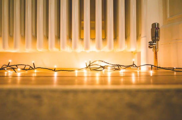 Electric heater on, warm up from the cold. High quality photo