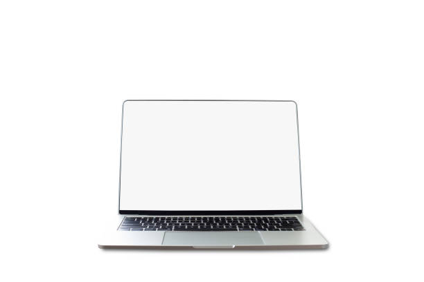 istock Laptop with blank screen on isolated white background. 1175021503