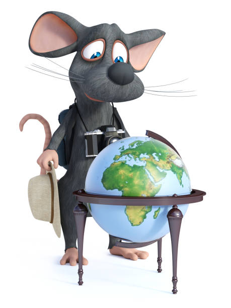 istock 3D rendering of a cartoon mouse tourist backpacking. 1175021750