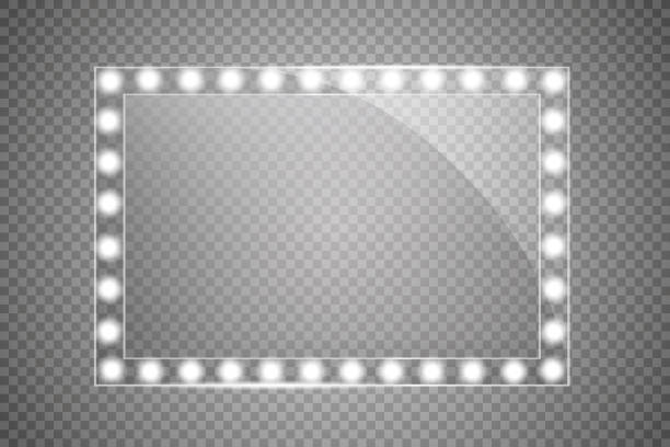 Makeup mirror isolated with white lights. Vector square frames illustration Makeup mirror isolated with white lights. Vector square frames illustration. theatre mirror stock illustrations