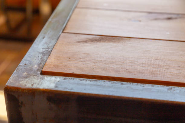 istock Table corner background. Rustic or Loft style table corner background for mixed media photos. 1175026107