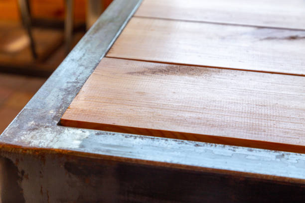 istock Table corner background. Rustic or Loft style table corner background for mixed media photos. 1175026114