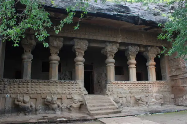Cave 4 : Facade of Vihara of Pandavleni Caves, Nasik, Maharashtra, India.