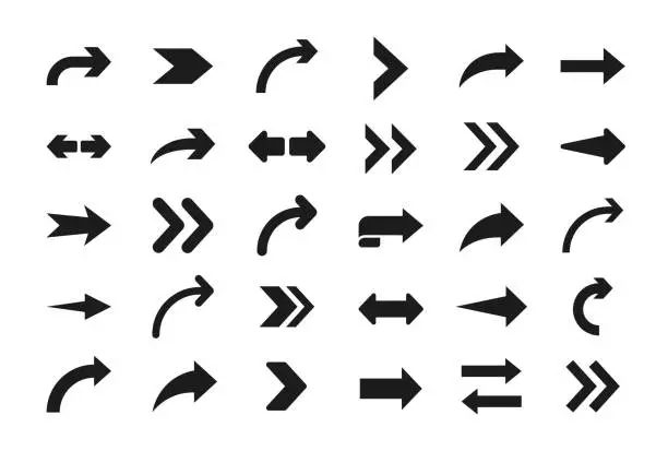 Vector illustration of Vector set of flat arrows.
