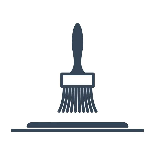 Vector illustration of black icon brush paint application, paintbrush