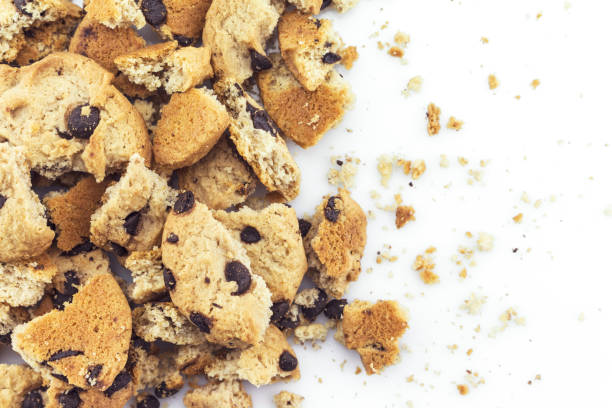 istock Cookies chocolate broken into pieces on white background. 1175030366