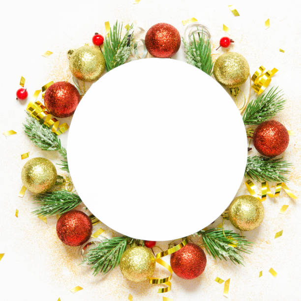 istock Christmas or New year frame composition. Christmas decorations. Copy space. Holiday and celebration concept. Top view. - Image 1175031999
