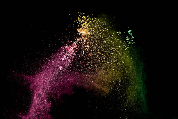 istock Abstract colorful dust particles textured background.Multicolored powder explosion on black background. 1175033733