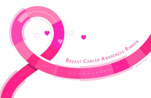 stylowa różowa wstążka - breast cancer awareness ribbon ribbon breast cancer cancer stock illustrations