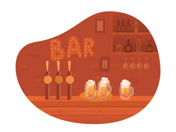 Vector illustration of Beer bar interior cartoon vector illustration