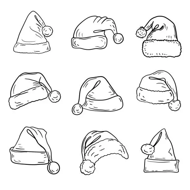 Vector illustration of Hand Drawn Santa Hat