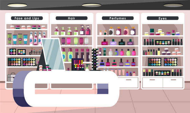 Afstem Spis aftensmad Monumental Empty Cosmetics Store Flat Vector Illustration Stock Illustration -  Download Image Now - Make-Up, Store, Shopping - iStock
