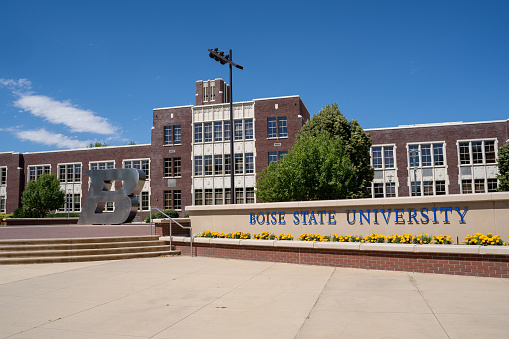 Boise, Idaho - July 14, 2019: Exterior of the Boise State University college campus