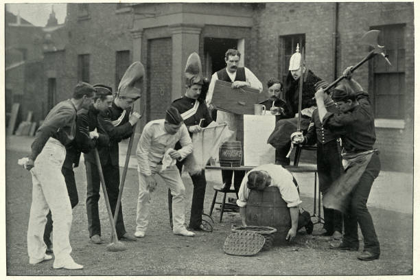 istock Mock execution for breaking barrack room law, British army 1175040270