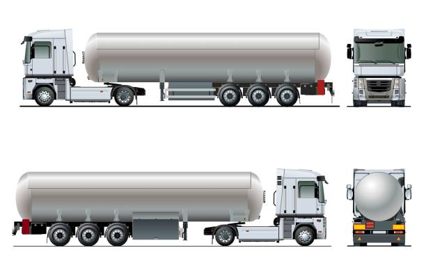 vektor realistische tankwagen vorlage isoliert - truck semi truck vehicle trailer rear view stock-grafiken, -clipart, -cartoons und -symbole
