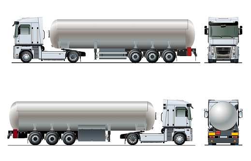 Vector realistic tanker truck template isolated on white. Available EPS-10 separated by groups and layers with transparency effects