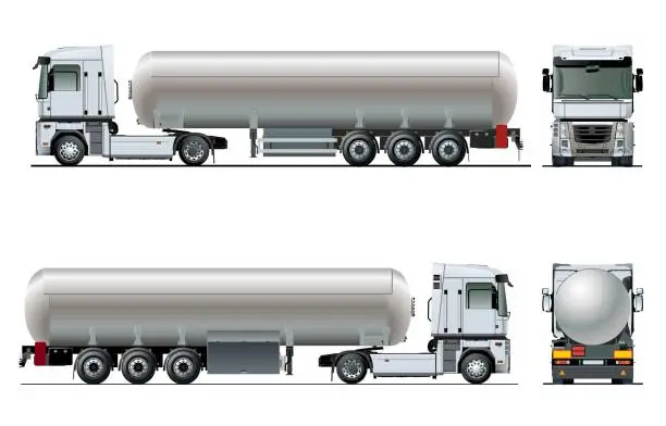 Vector illustration of Vector realistic tanker truck template isolated