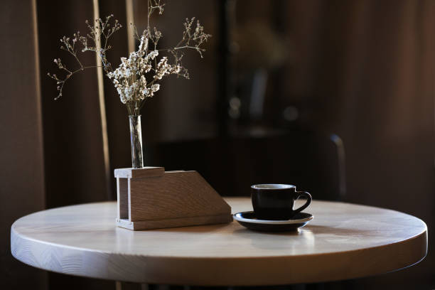 istock Coffee. Hot espresso on the table with dark background. Copy space 1175041984