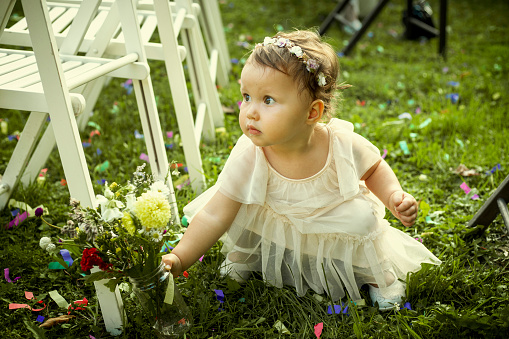 Cute little girl on a family wedding