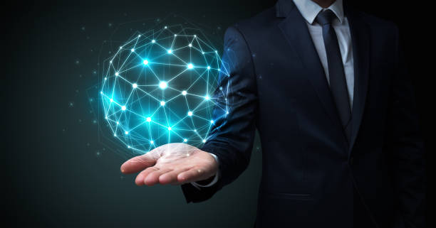 istock Businessman holding global connection concept 1175043042