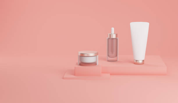 3d rendering mockup cosmetic bundle for skin care.
