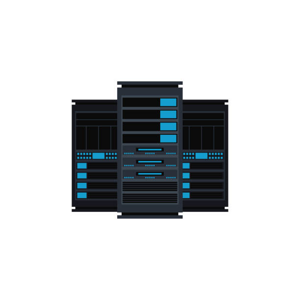 ネットワークおよび通信技術のサーバールーム概念的な分離図。 - network server rack computer mainframe点のイラスト素材／クリップアート素材／マンガ素材／アイコン素材