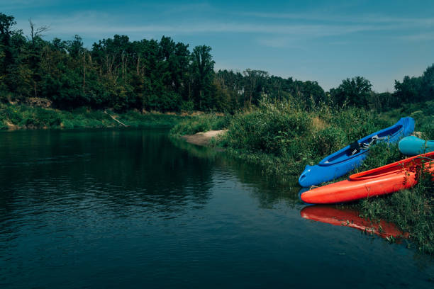 istock Mountain river landscape with two 