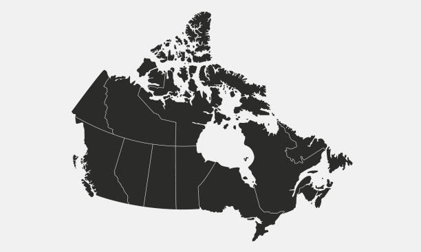 kanada leere karte isoliert auf weißem hintergrund. canad karte mit staaten. vektor-illustration - manitoba map canada outline stock-grafiken, -clipart, -cartoons und -symbole