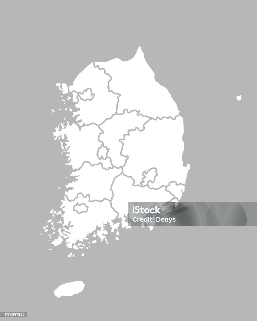 대한민국 빈지도 대한민국지도 벡터 일러스트레이션 지도에 대한 스톡 벡터 아트 및 기타 이미지 - 지도, 대한민국, 한국 - Istock