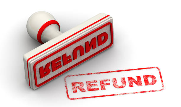 Refund. Seal and imprint The seal with red imprint REFUND on white surface. Isolated. 3D Illustration refund stock pictures, royalty-free photos & images